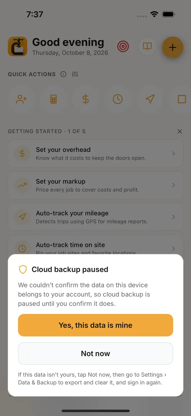 Cloud backup paused