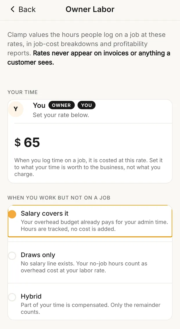 Owner Labor, Your time and When you work but not on a job