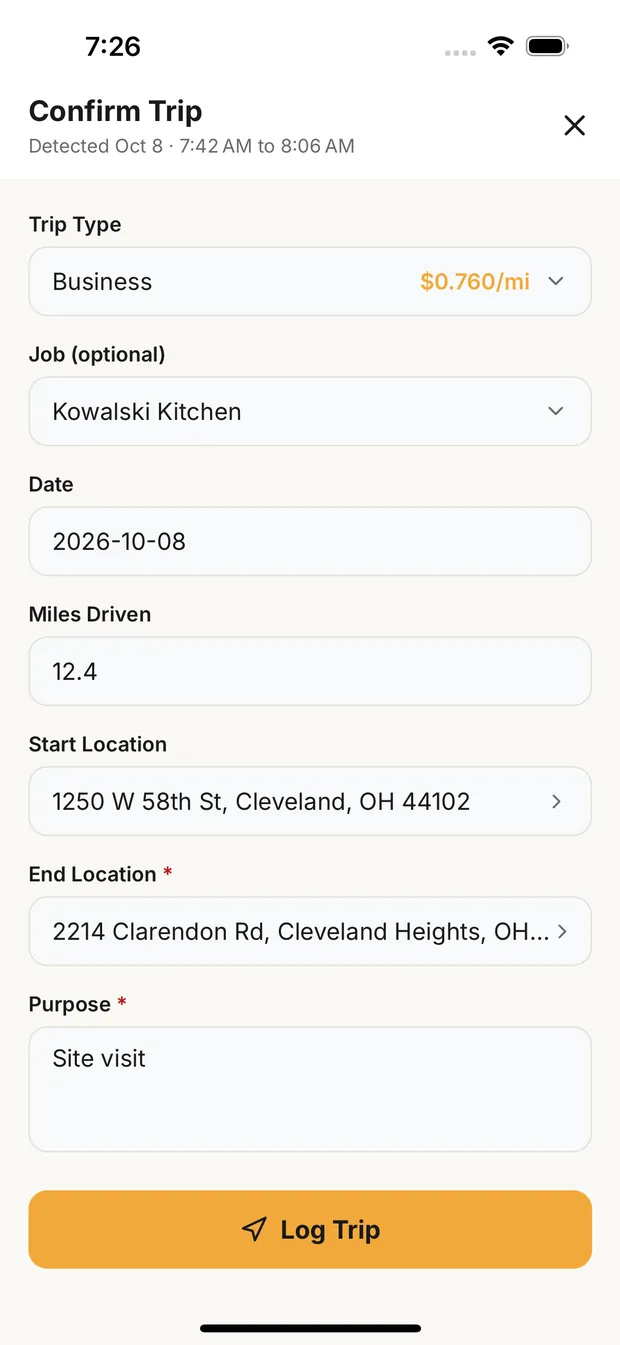 Confirm Trip for a business trip
