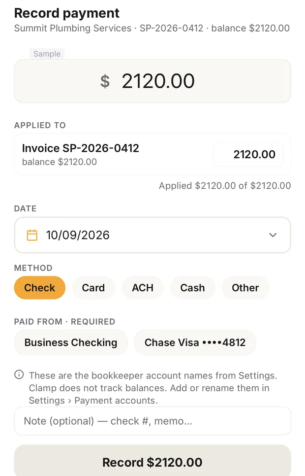 Record payment on a vendor bill