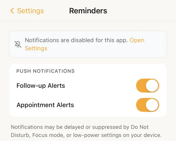 Reminders, with the banner it shows when the phone has notifications off
