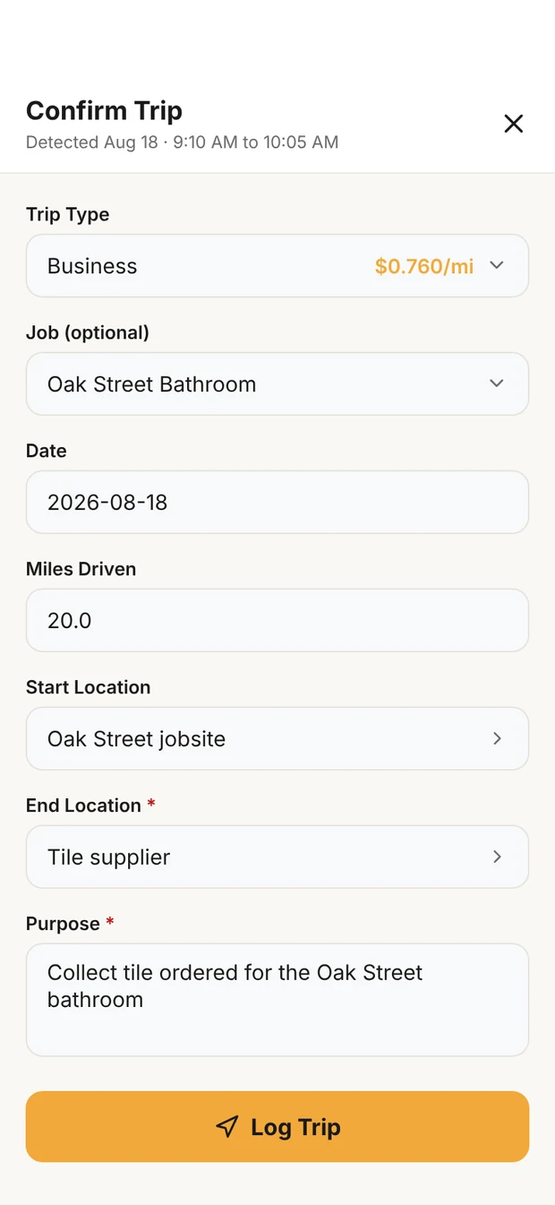 Confirm Trip: business, the job, and a purpose