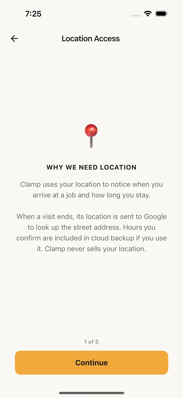 Location Access, step 1 of 5